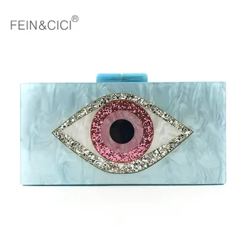 

Acrylic clutch Purse women big eye plastic box bag girl vintage retro luxury evening wedding party handbag summer bag