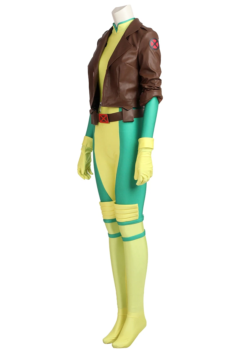 Rogue косплей костюм супергероя Марии зентай комбинезон Rogue боди кожаная куртка пальто все размеры COSPLAYONSEN