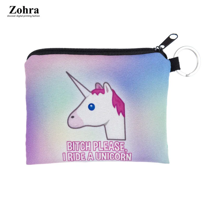 

Zohra Origional 3D Digital Printing Unicorn Carrying Purse Multi-functional Key Card Coin Bag Wallet