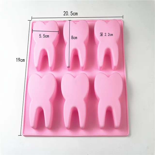 Fogak Csokoládé Fondant Torta Dekorációs Szerszámok Puding Penész 3D-S Fog Alakú Szilikon Aranyos 6 Lyukú Formák Jelly K568 - Image 4