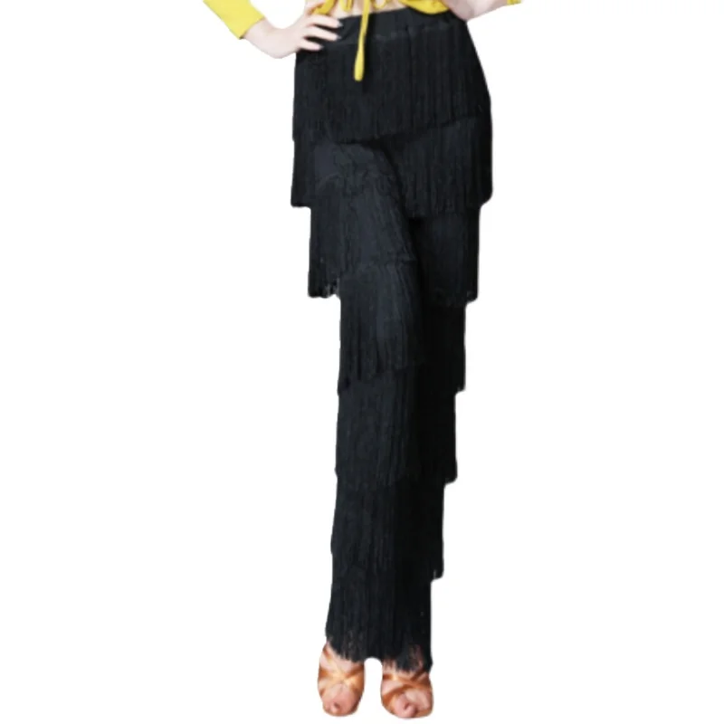 Adult Latin Dance Pants Fringe Dance Top Ballroom Samba Salsa Tassels Trousers Performance Clothes dance pants