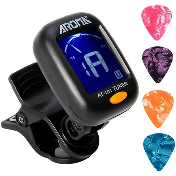 

AROMA AT-101 Guitar Tuner LCD Display for Ukulele Guitar Bass Mandolin Violin Banjo Chromatic Tuner 4 PCS Guitar Picks Included