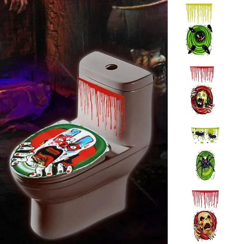 

Halloween PVC Scary Toilet Sticker Horror Toilet Wall Sticker Festival Decoration Prop Self-adhesive Removable Leaving no Trace