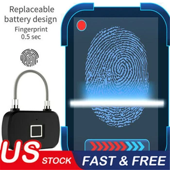 

Anytek L13 Security Smart Keyless USB Rechargeable Door Lock Fingerprint Padlock Quick Unlock Zinc alloy Metal Luggage Case Lock