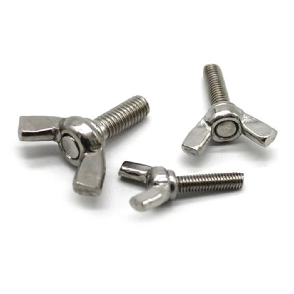 

10pcs Nuts Bolts Set M4 M5 M6 Screw Stainless 304 Threaded Rod Length 16mm Butterfly Nut Croissants Hand Tighten Wing Fixing