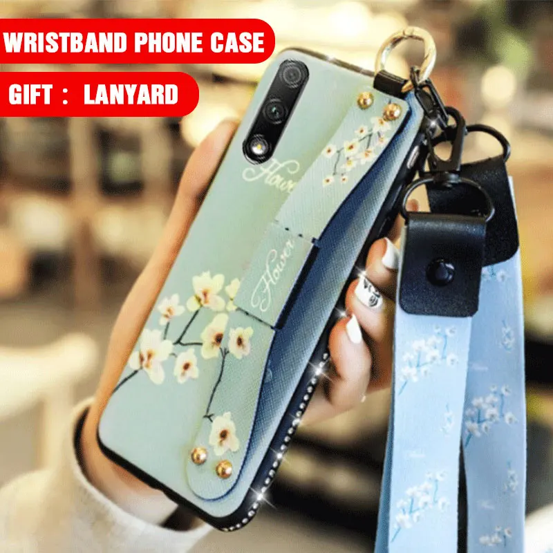 

Painted Flower phone Case On For Huawei P20 P30 Mate 20 Lite PRO Soft Wristband Hand Back Cover For Huawei P20 P30 Mate 20 Case