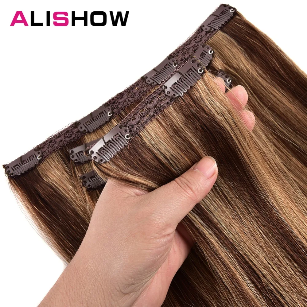 Termina o Cabelo Estilo do Cabelo Extensão do Cabelo Alishow Grampo Cabelo Humano Fácil Fazer Ins Qualidade Remy 70g no 4 Cheap Alongamento com grampos