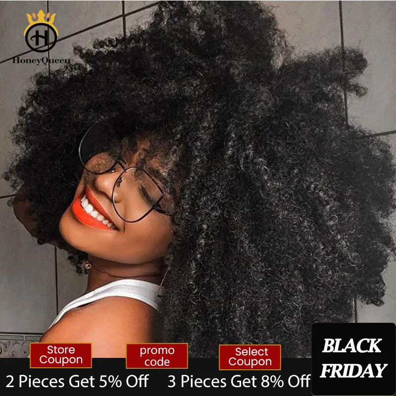 4B 4C Afro Kinky Curly Hair Clip In Human Hair Extensions 7 Pcs 100% Mongolian Human Hair Natural Color Clip Ins Remy Hair