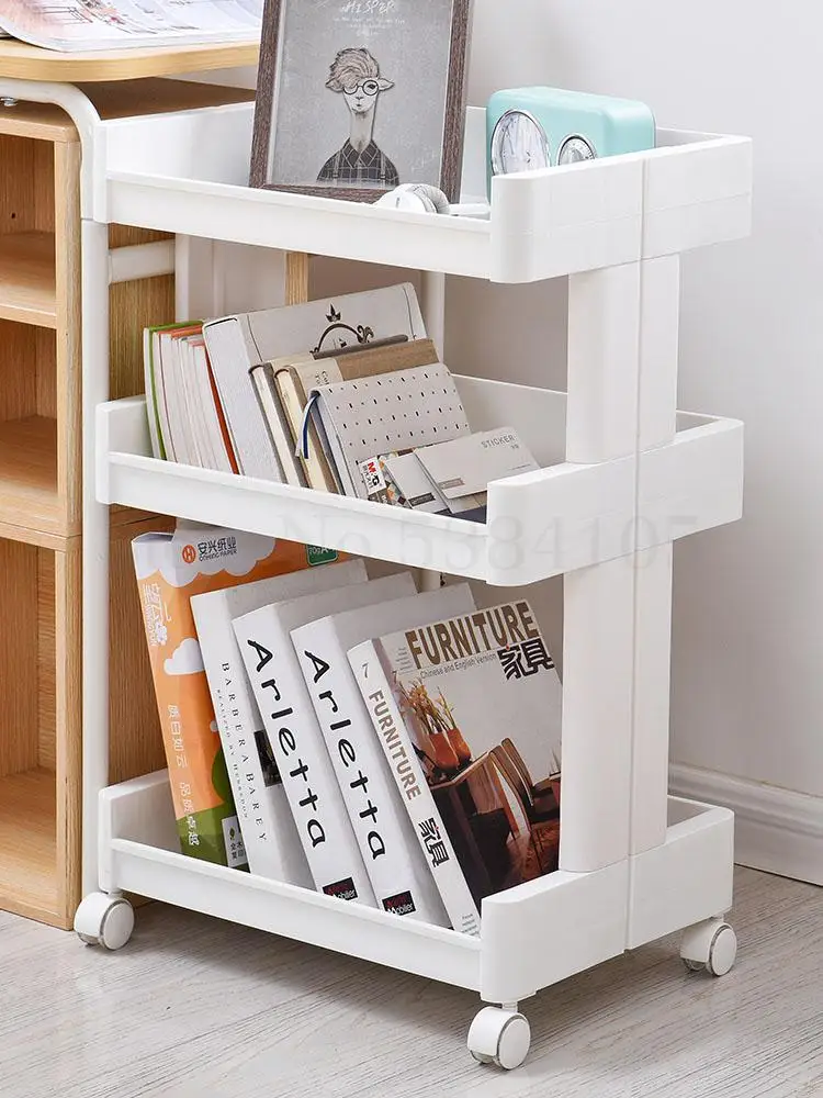 Trolley Rack Plastic Toilet Living Room Storage Rack Multi-layer Kitchen Movable Storage Rack Landing