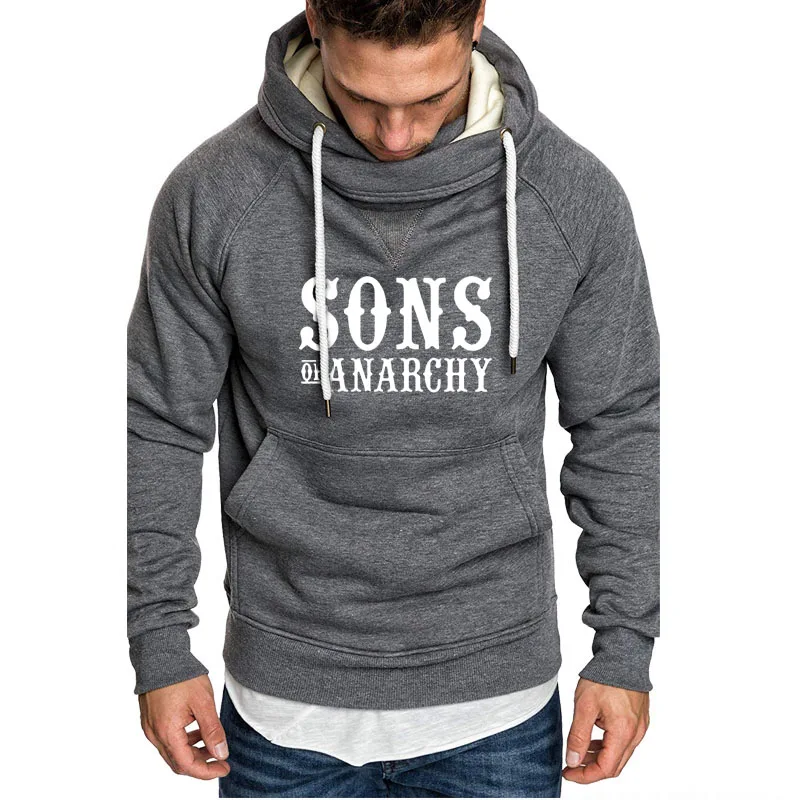 SOA Sons of anarchia/Новинка; модная теплая Мужская спортивная одежда; толстовки с капюшоном для мальчиков; Повседневная Толстовка; зимняя флисовая одежда в стиле хип-хоп - Цвет: Темно-серый