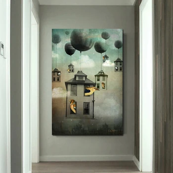 

Catrin Welz-Stein Colorful Bird House Pictures Home Decor Art Poster Print Wall Art Canvas Painting For Living Room Decoration