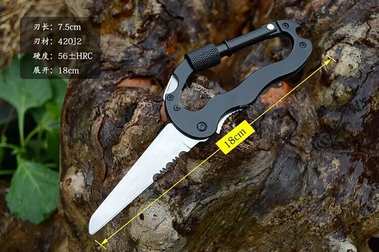 Многофункциональный нож-карабин пять в одном Открытый QuickDraw Buckle Backsaw e d c инструмент d-типа карабин складной нож