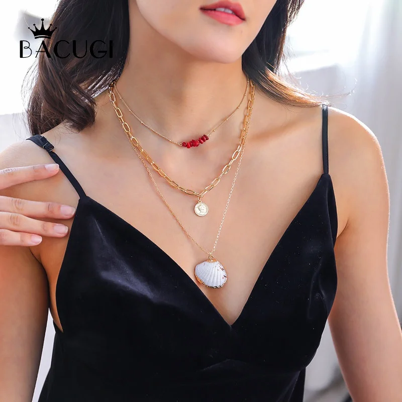 

2020 New Trendy Bohemia Conch Shell Necklaces Natural Seashell Gold Color Pendant Choker Summer Ocean Seaside Collar Fashion