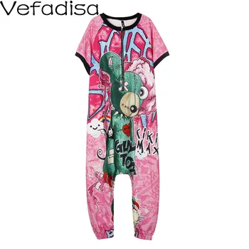 

Vefadisa Summer Cartoon Print Jumpsuit Women 2020 O-Neck Short Sleeve Plus Size Jumpsuit Loose Casual Women Jumpsuit QYF2136