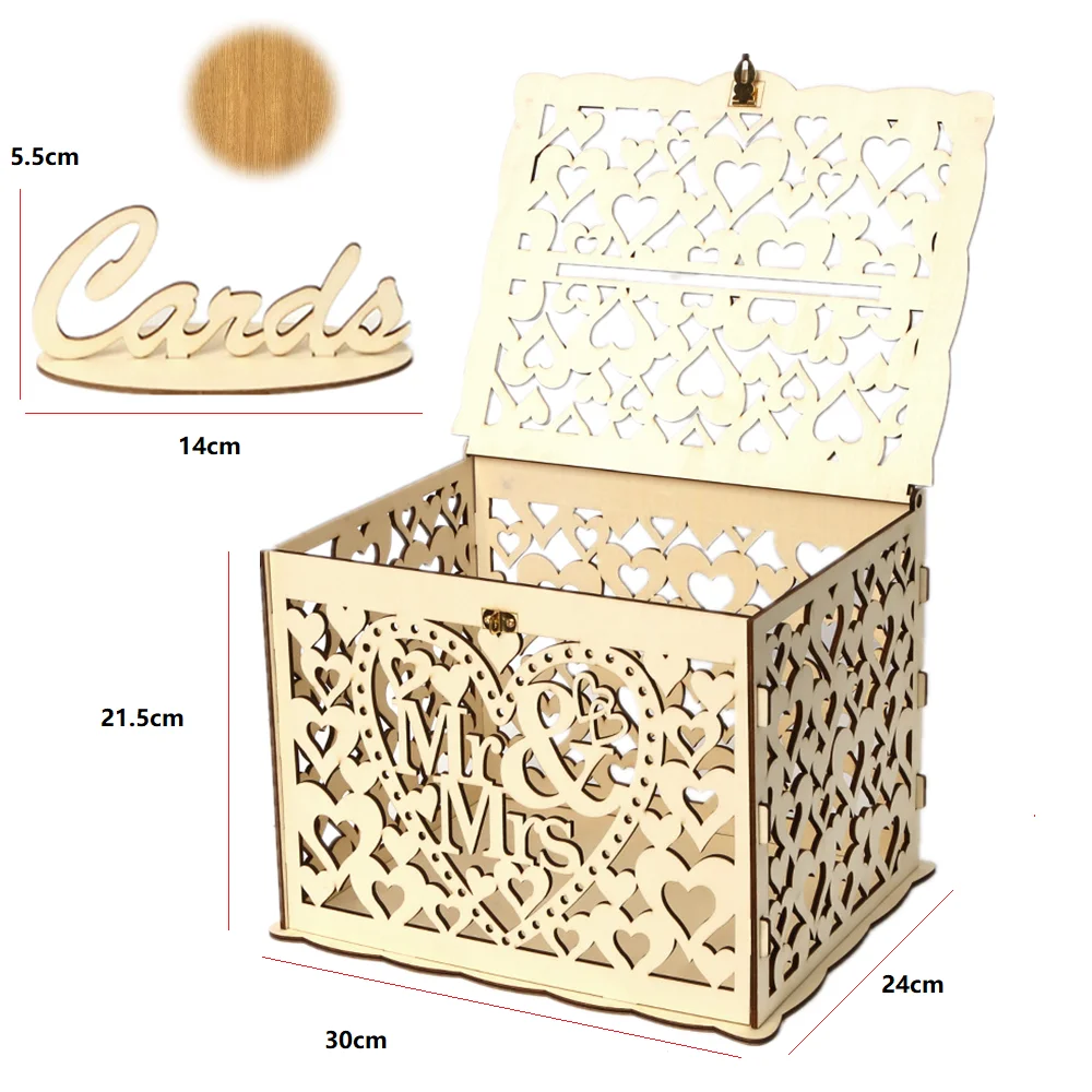Лазерная резка DIY деревянная Свадебная подарочная коробка для карт копилка с замком элегантная Свадебная почтовая коробка Mr Mrs Свадебный декор вечерние цветы