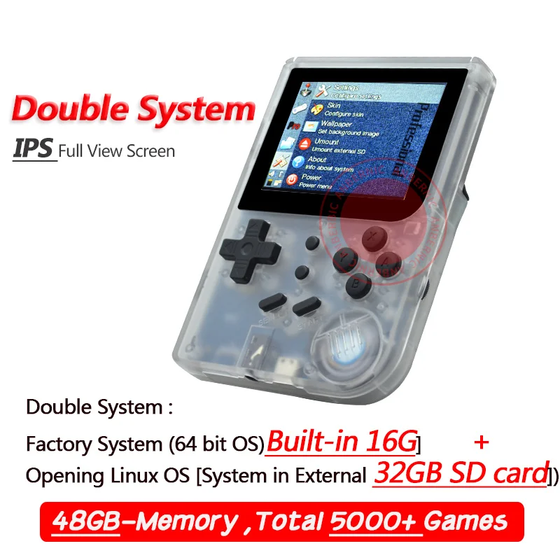 ANBERNIC 3-дюймовый Видеоигра портативная игровая консоль 64 bit retro FC игровая приставка PS 1 игровая приставка RG 300 16G+32G 3000 ретро Игры консоль игра - Цвет: White T 48G