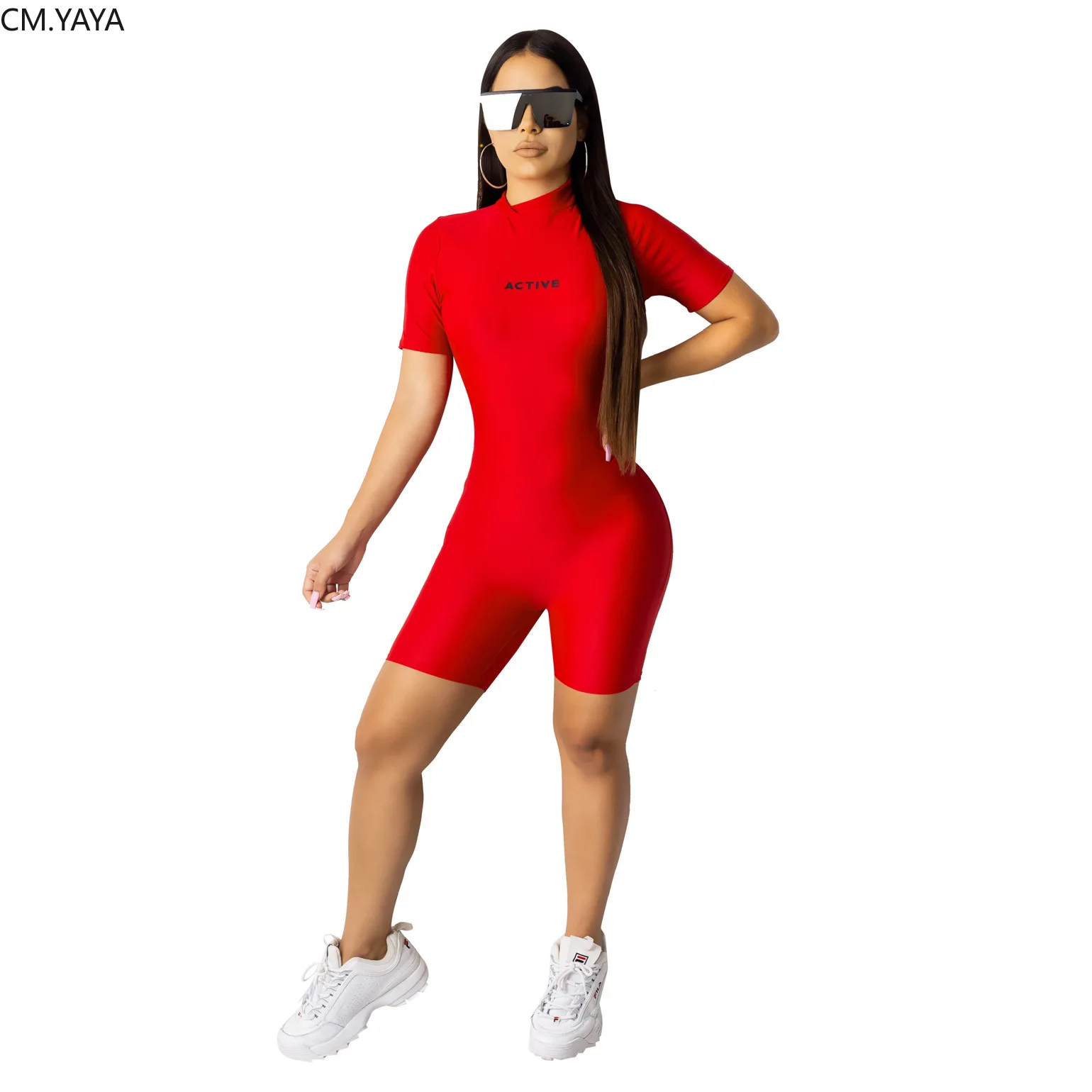 Осень-зима для женщин короткий рукав спортивная одежда узкие Bodycon длиной выше колена комбинезон пикантное, Клубное, вечернее мото Байкер комбинезон, костюм для подвижных игр GL9173