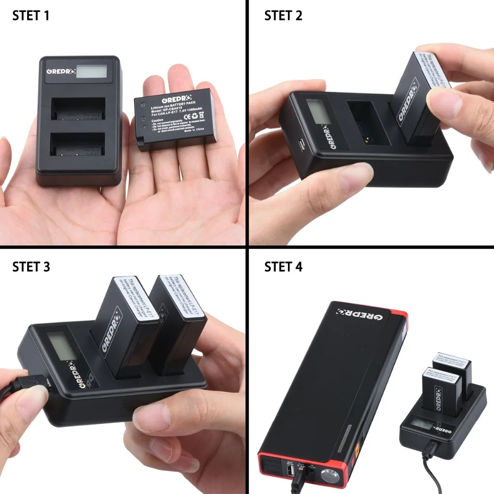 GREPRO 1300mAh LP-E17 LPE17 Аккумулятор для камеры akku+ lcd USB двойное зарядное устройство для Canon EOS 200D M3 M6 750D 760D T6i T6s 800D 8000D