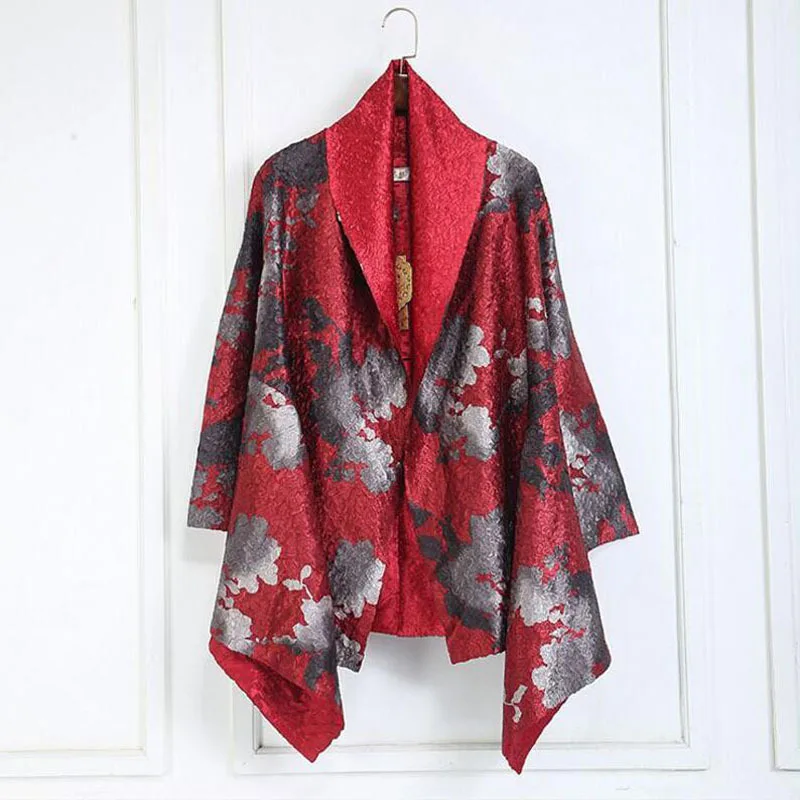 

Europe And America Boutique WOMEN'S Dress Printed Jacket Large Size Dress High Quality Brocade Silk Crepe Jacket Women's