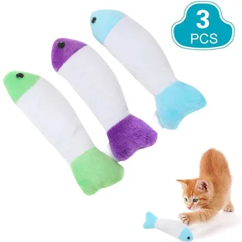 

3PC Pet funny cat plush simulation fish interactive toy Chewing Toys very realistic suitable for kinds of cats interactive play