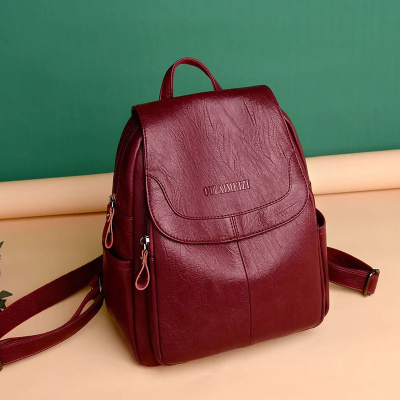 Women Backpack 100% Genuine Leather School Vintage Embossed knapsack Travel Bag 