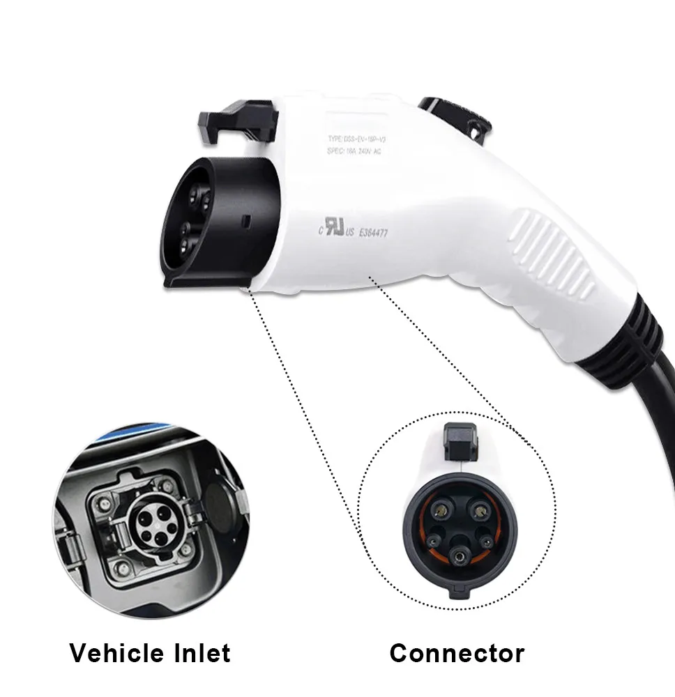 SAE J1772  EVSE type 1 input ev plug white Duosida