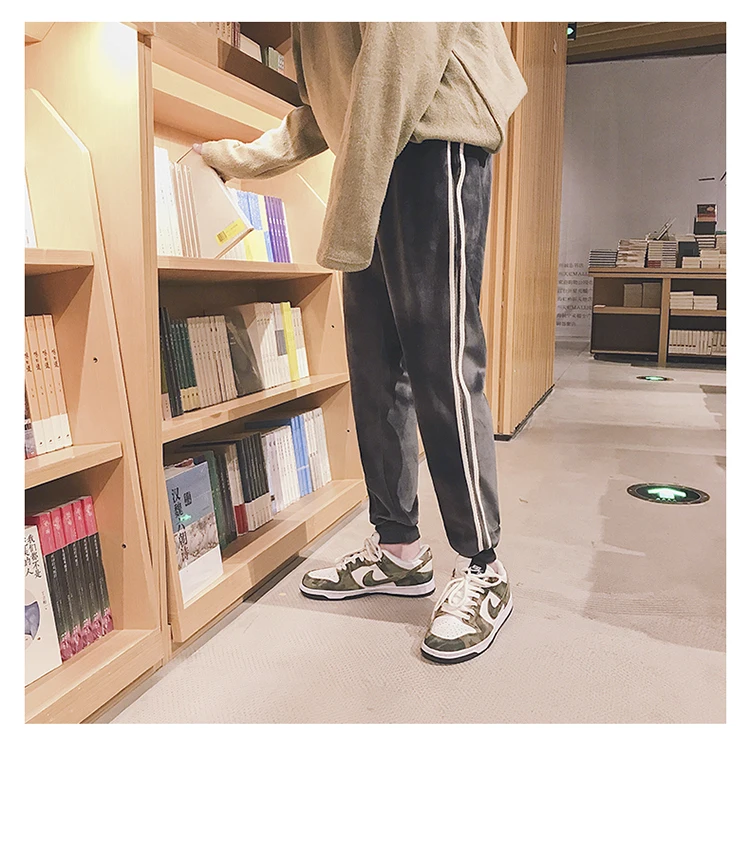Liketkit, зимние спортивные штаны, мужские,, в полоску, золотые, бархатные, свободные, толстые, теплые, шаровары, мужские, повседневные, уличная одежда, штаны для бега