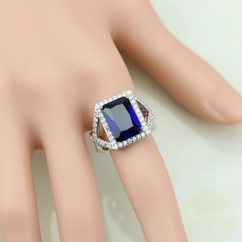 

Square Captivating 925 Sterling Silver Ring Blue Cubic Zirconia White CZ For Women Wedding Wedding/Engagement/Party/Gifts Ring