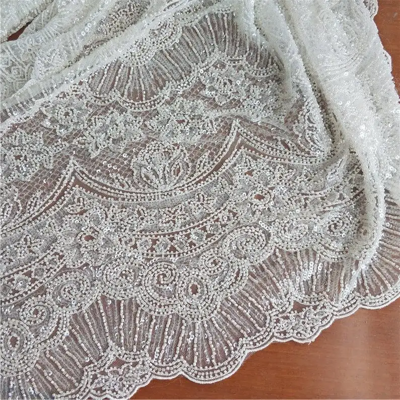 

heavy beaded lace fabric