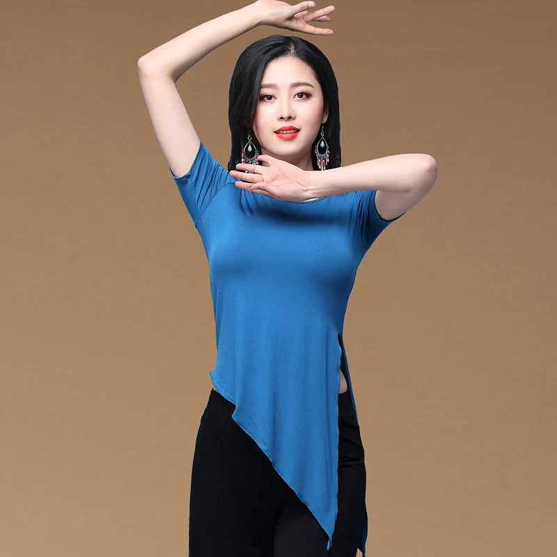 blue short sleeve Взрослые Модальные восточные топы для танца живота, рубашки, костюмы для продажи, женская одежда для восточных танцев, одежда для танца живота r - Цвет: blue short sleeve