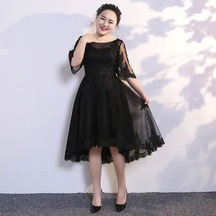 Черный Платья для выпускного вечера черные с открытой спиной Короткие Vestidos De Gala T359 размера плюс трапециевидные платья женские вечерние платья с коротким рукавом для выпускного вечера - Цвет: Черный