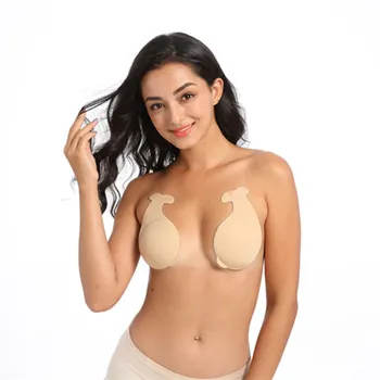 

Self Adhesive Push Up nipple covers Women Sticky Invisible Silicone Strapless Backless rabbit invisible bra