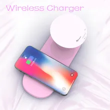 10 Вт Беспроводное зарядное устройство гриб Быстрая зарядка беспроводное зарядное устройство потрепанный светодиодный ночник для Iphone 8 X samsung S9 S10