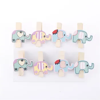 

8Pcs/lot DIY Clothes Paper Peg Stationery Wooden Photo Clip Cute Zebra Duck Panda Elephant Clothespin Picture Craft Clips