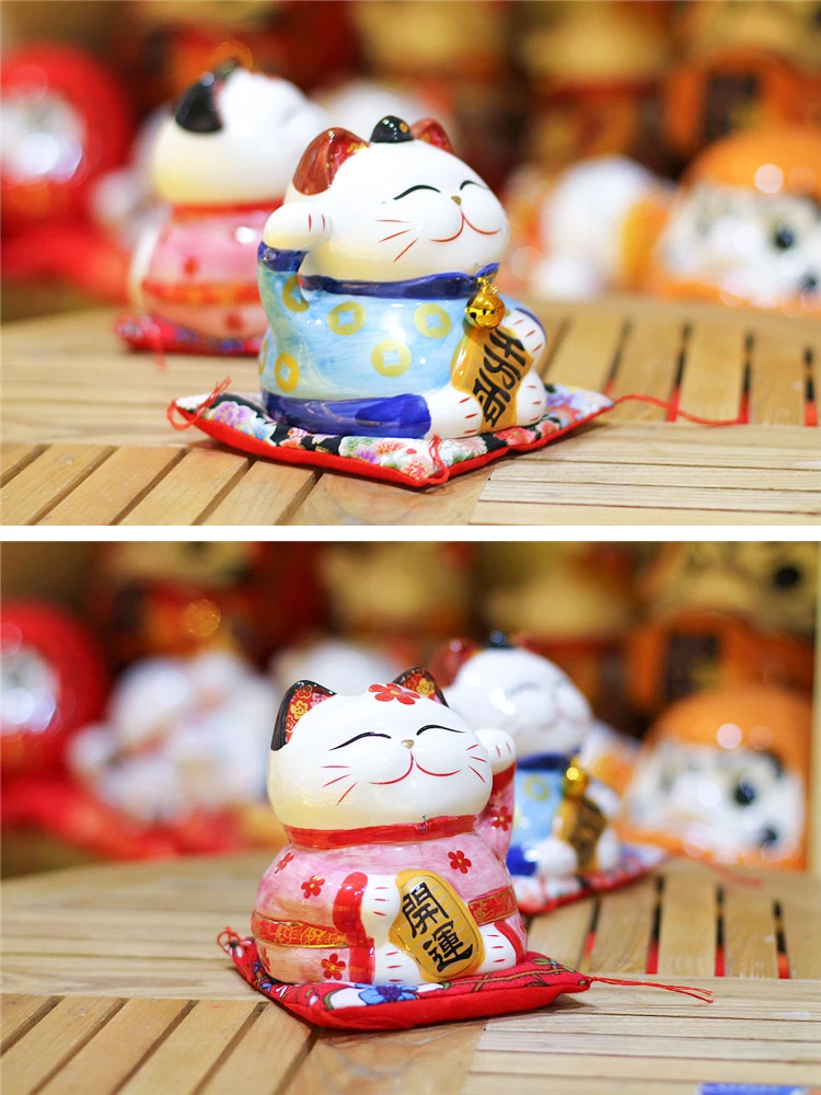 5 дюймов керамика Maneki Neko пара синий розовый счастливый кот Фортуна украшения "кошки" копилка домашнего рабочего украшения Шарм подарок