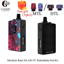 Mechlyfe Ratel XS AIO 80 Вт TC Rebuildable Pod Mod комплект от одного 18650 и 5,5 мл емкость картриджа 510 резьба для DTL и MTL Vape комплект