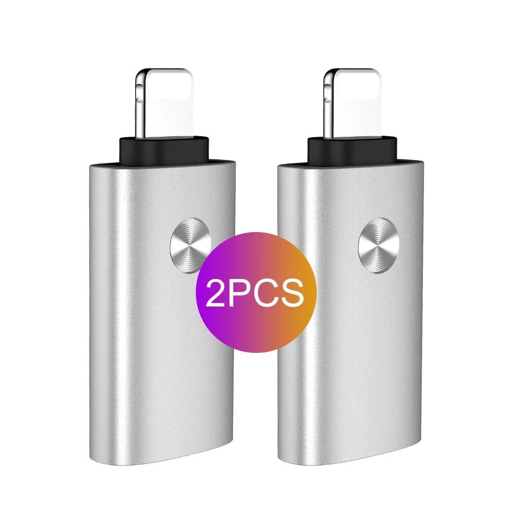 2Pcs Silver OTG адаптер для iphone 11 Pro Max XS XR 6 6s 7 8 Plus iPad IOS 12 13 USB кабель адаптер для камеры SD кард-ридер флэш-накопитель - Цвет: 2Pcs Silver