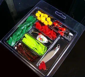 

Fishing Lure Kit Jig Head Soft Bait Single Tail Coin Grub Worm Spinner Baits Lead Sinker 43 Pieces Set