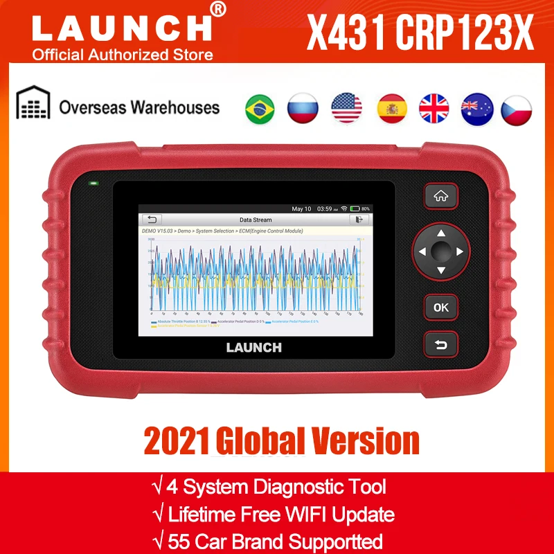 Launch X431 CRP123X диагностический инструмент Автоматический считыватель кодов EOBD OBD2