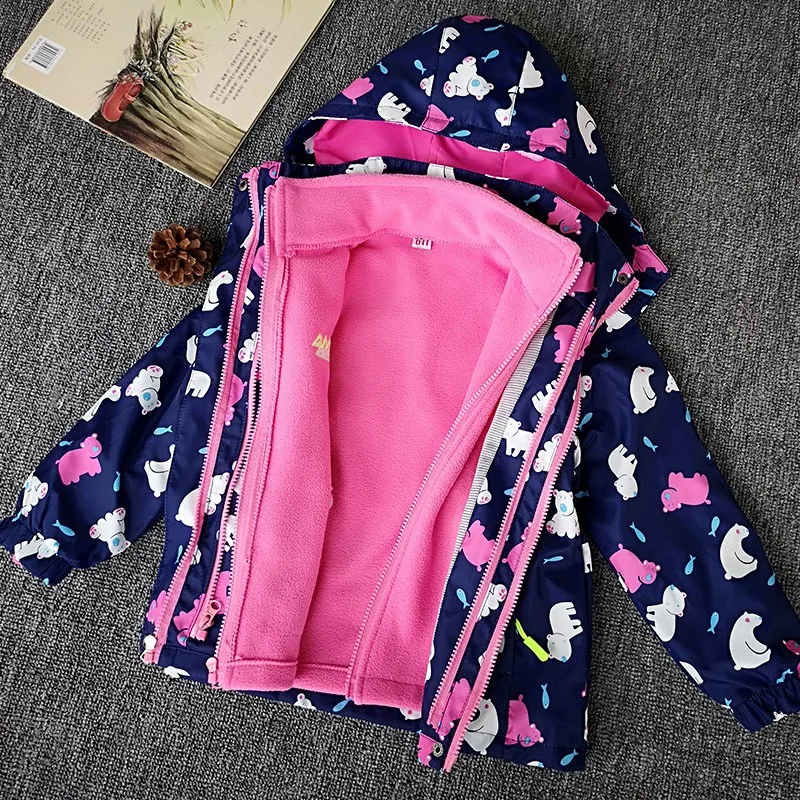 

Girls Spring And Autumn Winter Coat 2019 New Style Children Brushed And Thick BABY'S Top Deconstructable Three-in-One Raincoat J
