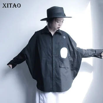 

XITAO Harajuku Womens Tops and Blouses Womens Tops and Blouses Simple Loose Plus Size Women Shirts Bat Sleeve Clothes XJ4104