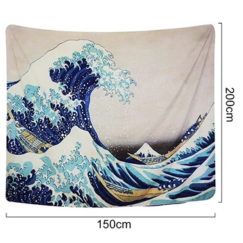 

Home Decoration Beach Living Room Art Printing Bedroom Wave Tapestry Nature Wall Hanging