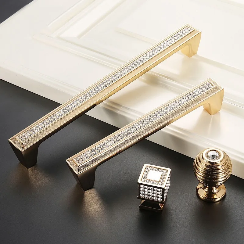 5 шт. золотые дверные ручки алмазные кухонные шкафов и дверная ручка Европейский