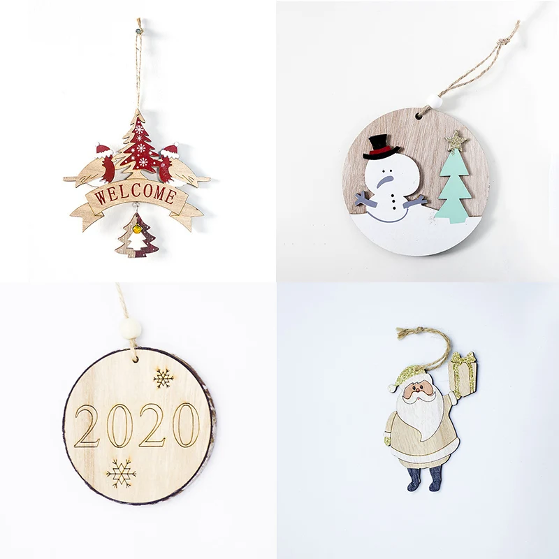 

Christmas Tree Wood Decoration Snowman Elk Wooden Pendants Christmas Diy Craft for Home Ornaments Kids Gift Navidad 2020