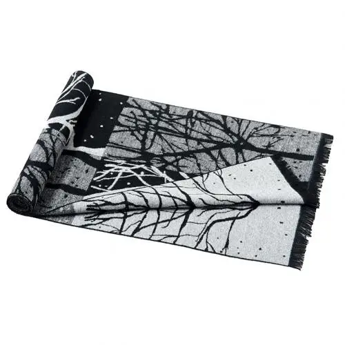 nueva marca de invierno, Классические мужские аксессуары, зимний теплый мягкий шарф, шаль, шарфы с рисунком дерева - Цвет: Черный