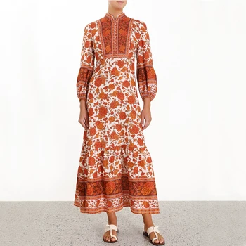 

High Quality 2019 Print Patchwork Celebrity Lantern Sleeve Women Full Turtleneck Night Club Body con Party Dresses Wholesale