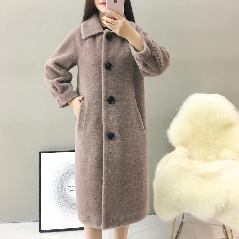 Taro flour women's clothing winter outerwear coats new lambs wool fur coat particles 1023 - Цвет: Taro flour