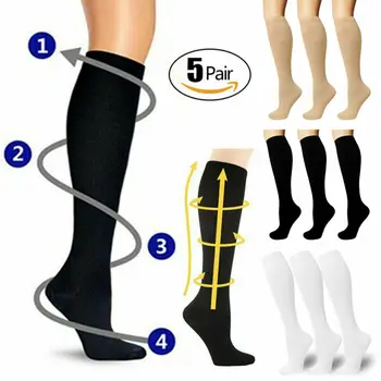 

1 Pair Unisex Compression Socks Running Flight Fitness Sports Varicose Breathable Anti Fatigue High Socks Men Women Stockings