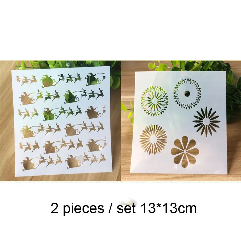

2pc Christmas Painting Template For Wall Painting Scrapbooking Album Decor Embossing Template Bullet Journal Supplies Stencils