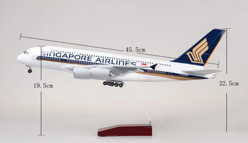 1/160 масштаб 50,5 см авиакомпания Airbus A380 Сингапур модель самолета W свет и колесо литья под давлением пластиковые смолы самолет для сбора